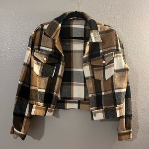 SHEIN plaid cropped jacket